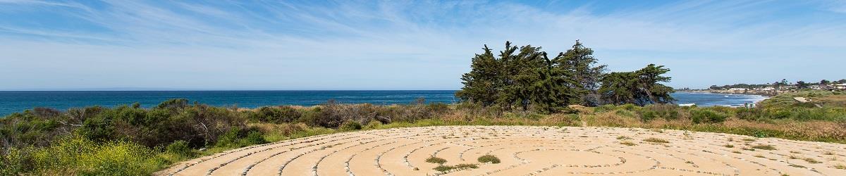 View of the UCSB campus labyrinth and coast